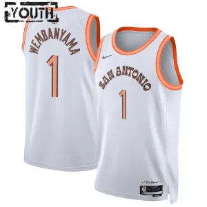 Camiseta San Antonio Spurs Victor Wembanyama 1 City Edition 2023-24 Blanco Swingman para Niño Camiseta San Antonio Spurs Victor Wembanyama 1 City Edition 2023-24 Blanco Swingman para Niño