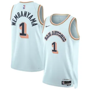 Camiseta San Antonio Spurs Victor Wembanyama City Edition 2024-25 Azul Swingman para Hombre