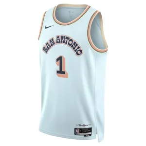 Camiseta San Antonio Spurs Victor Wembanyama City Edition 2024-25 Azul Swingman para Hombre
