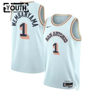 Camiseta San Antonio Spurs Victor Wembanyama City Edition 2024-25 Azul Swingman para Niño