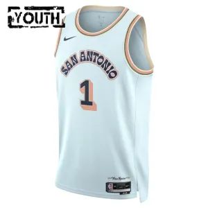 Camiseta San Antonio Spurs Victor Wembanyama City Edition 2024-25 Azul Swingman para Niño