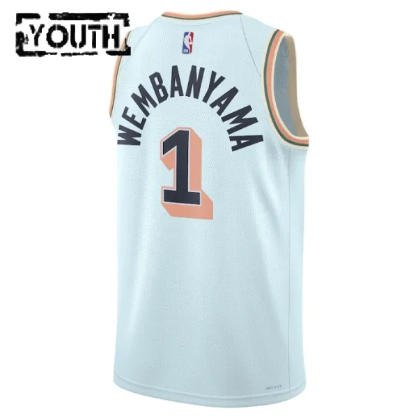 Camiseta San Antonio Spurs Victor Wembanyama City Edition 2024-25 Azul Swingman para Niño