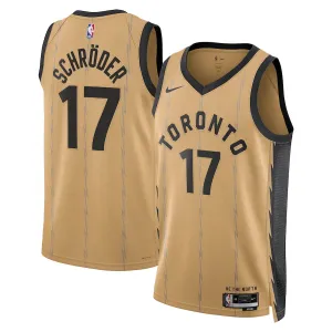 Camiseta Toronto Raptors Dennis Schroder City Edition 2023-24 Oro Swingman para Hombre