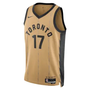 Camiseta Toronto Raptors Dennis Schroder City Edition 2023-24 Oro Swingman para Hombre
