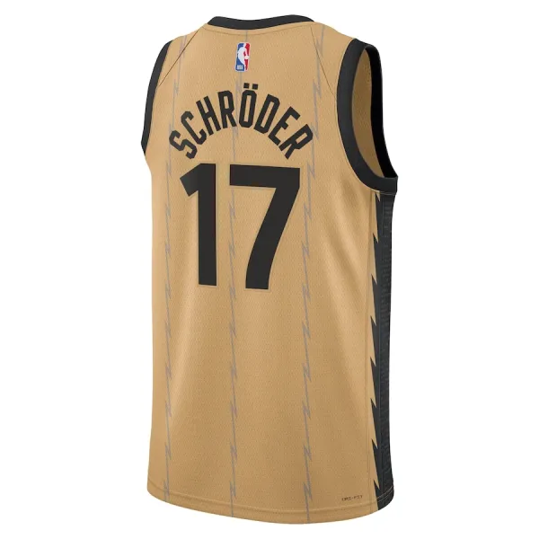 Camiseta Toronto Raptors Dennis Schroder City Edition 2023-24 Oro Swingman para Hombre