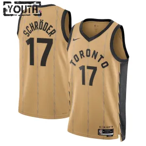 Camiseta Toronto Raptors Dennis Schroder City Edition 2023-24 Oro Swingman para Niño