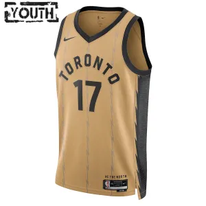 Camiseta Toronto Raptors Dennis Schroder City Edition 2023-24 Oro Swingman para Niño