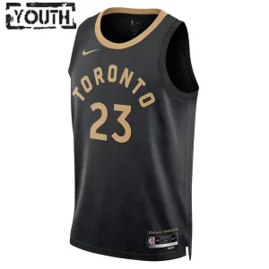 Camiseta Toronto Raptors Fred Vanvleet 23 City Edition 2022-23 Negro Swingman para Niño