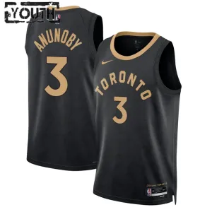 Camiseta Toronto Raptors OG Anunoby 3 City Edition 2022-23 Negro Swingman para Niño