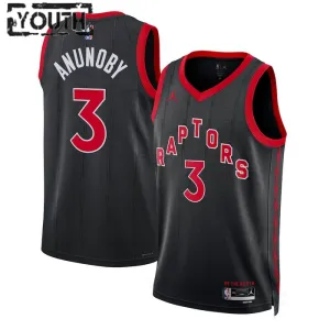 Camiseta Toronto Raptors OG Anunoby 3 Statement Edition Negro Swingman para Niño