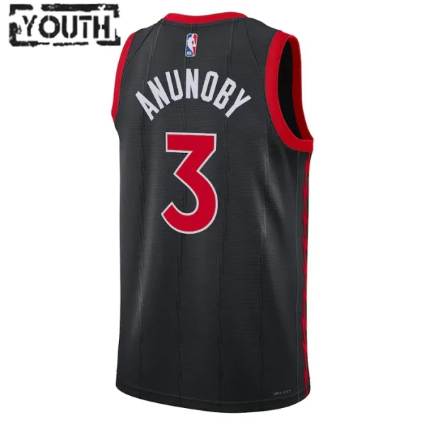 Camiseta Toronto Raptors OG Anunoby 3 Statement Edition Negro Swingman para Niño