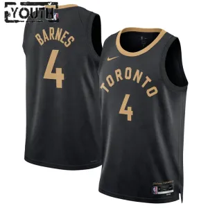 Camiseta Toronto Raptors Scottie Barnes 4 City Edition 2022-23 Negro Swingman para Niño
