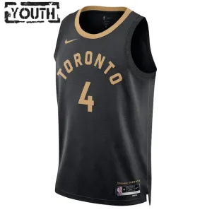 Camiseta Toronto Raptors Scottie Barnes 4 City Edition 2022-23 Negro Swingman para Niño