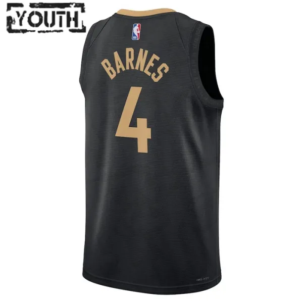 Camiseta Toronto Raptors Scottie Barnes 4 City Edition 2022-23 Negro Swingman para Niño