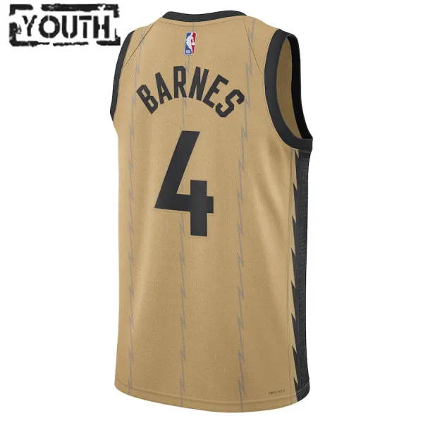 Camiseta Toronto Raptors Scottie Barnes City Edition 2023-24 Oro Swingman para Niño