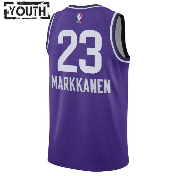 Camiseta Utah Jazz Lauri Markkanen City Edition 2023-24 Púrpura Swingman para Niño