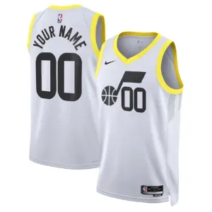 Camiseta Utah Jazz Personalizada Association Edition Blanco Swingman para Hombre