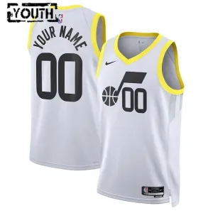 Camiseta Utah Jazz Personalizada Association Edition Blanco Swingman para Niño