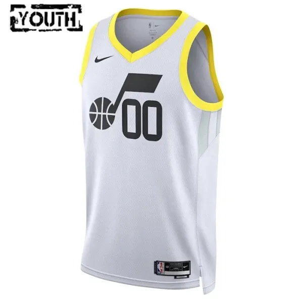Camiseta Utah Jazz Personalizada Association Edition Blanco Swingman para Niño