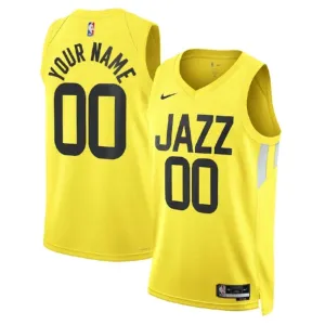 Camiseta Utah Jazz Personalizada Icon Edition Amarillo Swingman para Hombre