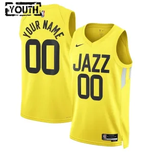 Camiseta Utah Jazz Personalizada Icon Edition Amarillo Swingman para Niño