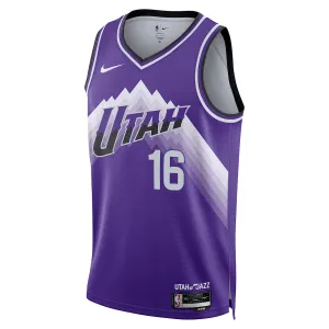 Camiseta Utah Jazz Simone Fontecchio City Edition 2023-24 Púrpura Swingman para Hombre