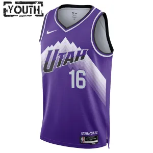 Camiseta Utah Jazz Simone Fontecchio City Edition 2023-24 Púrpura Swingman para Niño